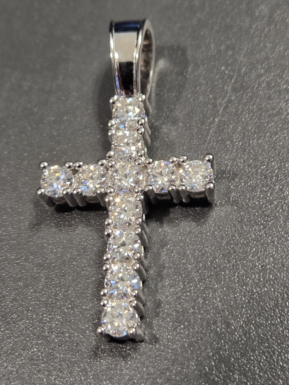 MOISSANITE Iced Out Tennis Cross Pendant 925 Silver NEW - Picture 7 of 12